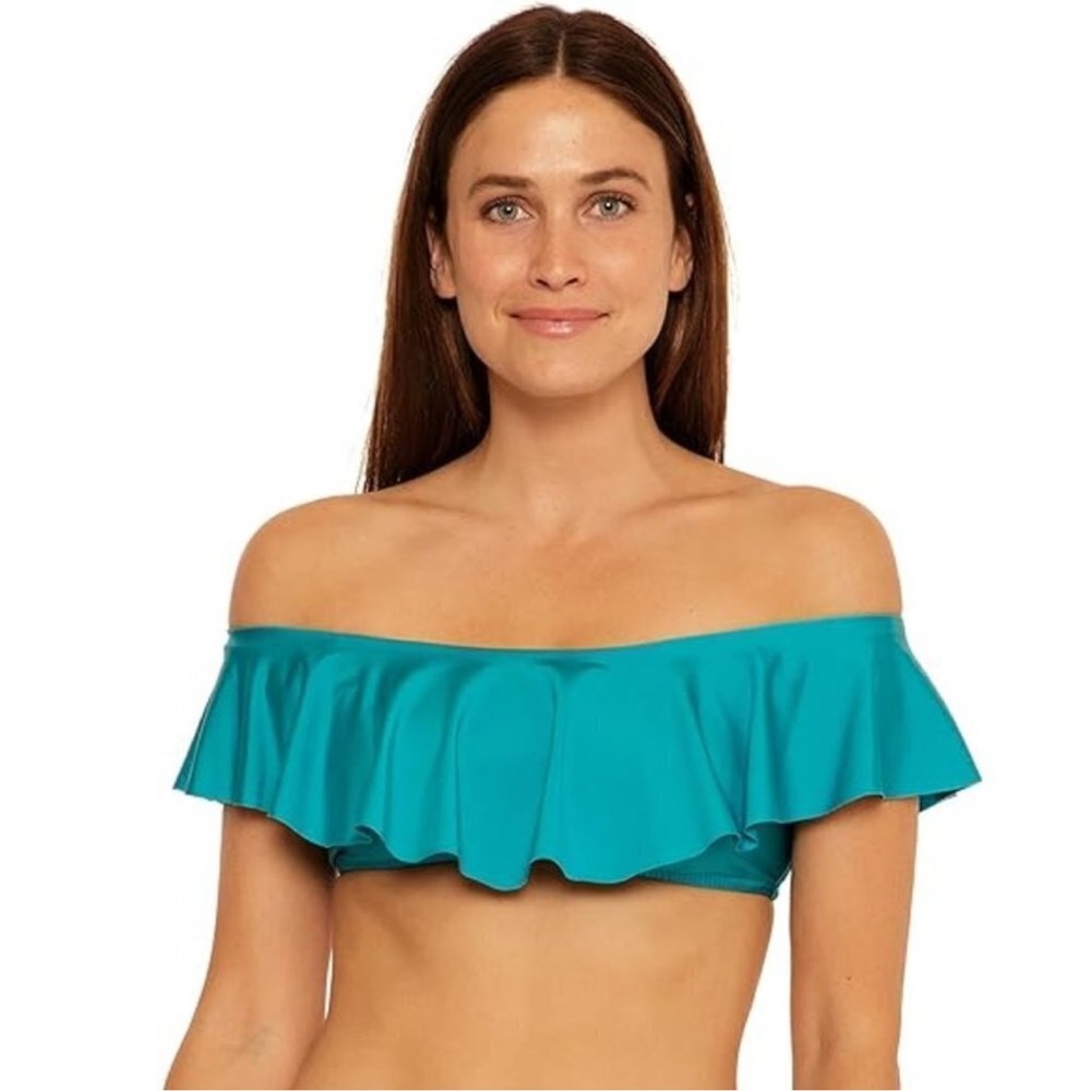 Trina Turk 'Monaco' Off-The-Shoulder Bandeau Bikini Top, Ceramic (Teal).